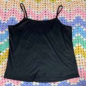 Basic Black Women's Camisole Tank Top Undershirt Large L Spaghetti Strap